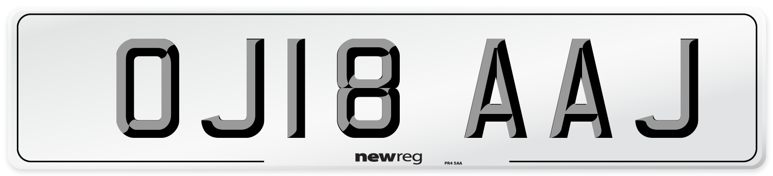 OJ18 AAJ Number Plate from New Reg